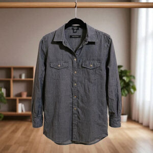 J Crew Blue Chambray Popover Tunic with Roĺ Tab Sleeves